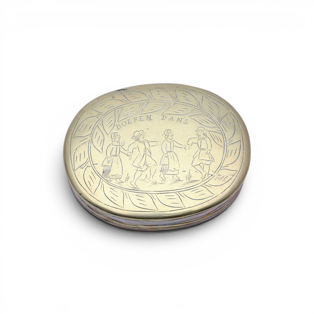 Dutch brass snuff box, probably 18th Century.