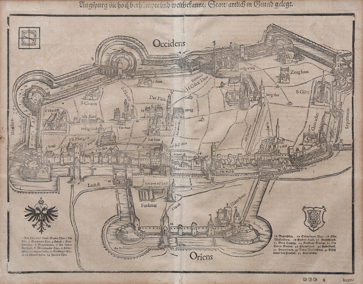 AFTER SEBASTIAN MUNSTER. Map of Augsburg.