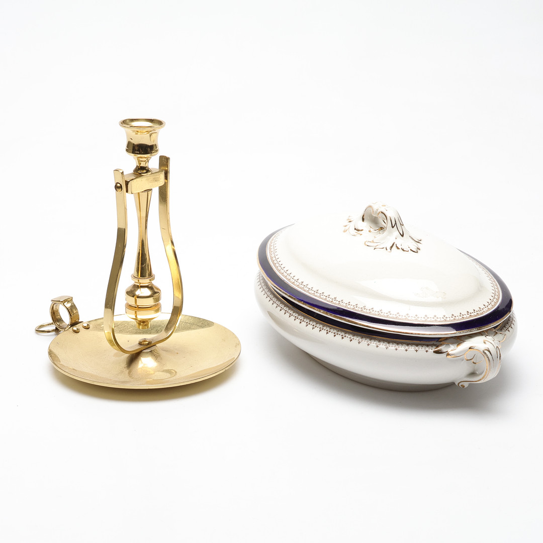 TERRIN, England, flintgods, Booths, Crown Border SAMT, ljusstake, mässing.