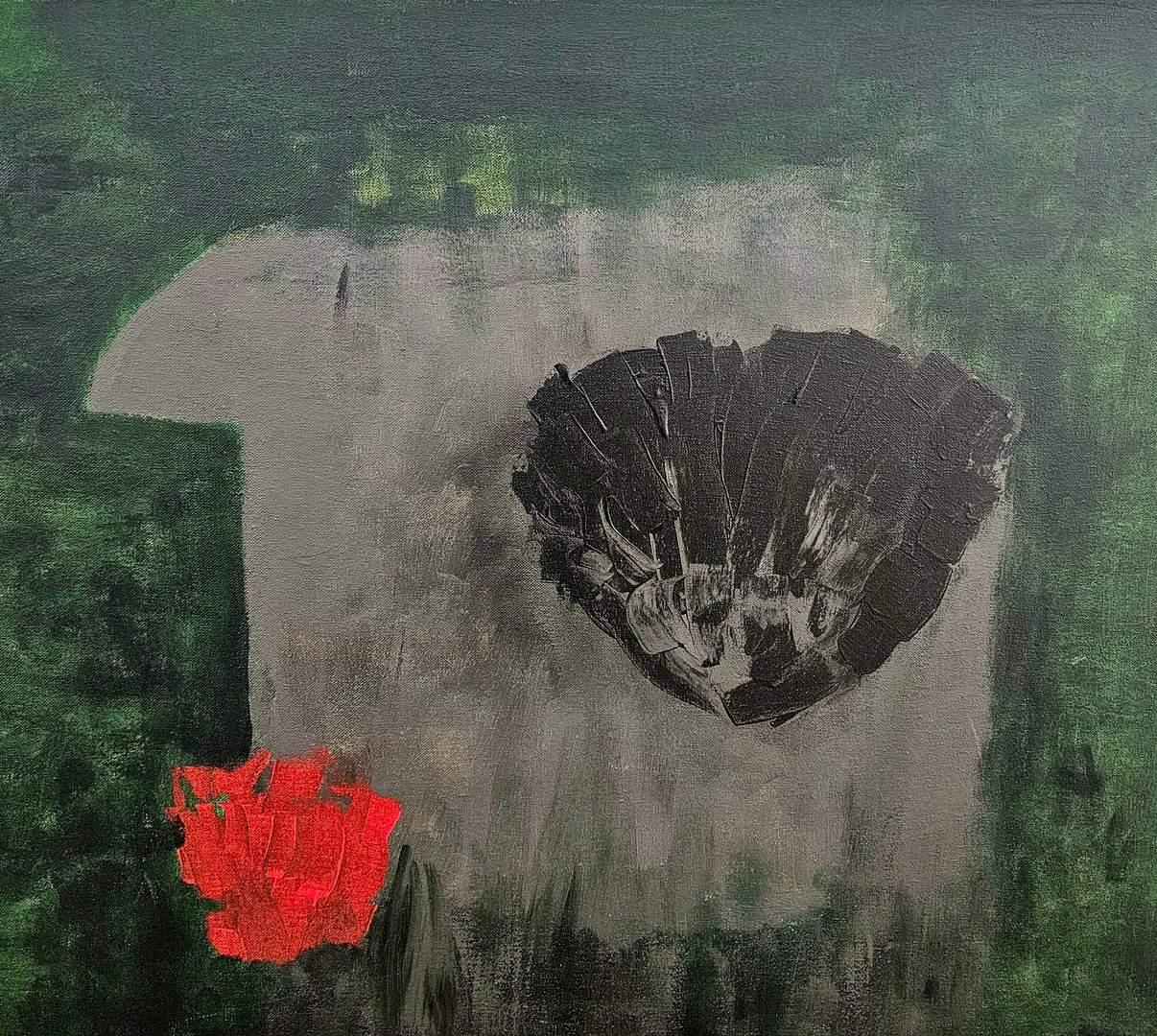 ESPERANZA PÉREZ CALVO. Técnica mixta sobre lienzo. "Traición". Firmado en el reverso.