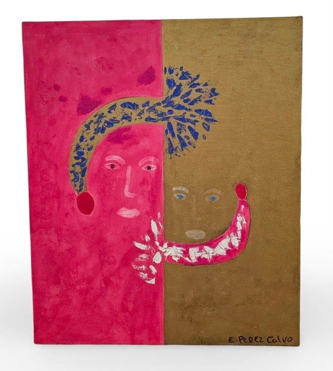 ESPERANZA PÉREZ CALVO. Técnica mixta sobre lienzo. "Amantes".