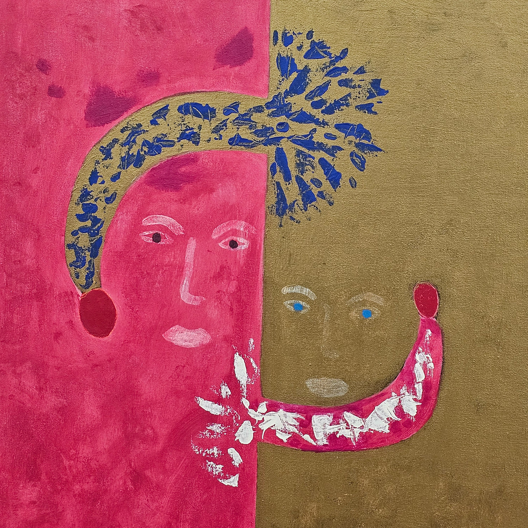 ESPERANZA PÉREZ CALVO. Técnica mixta sobre lienzo. "Amantes".