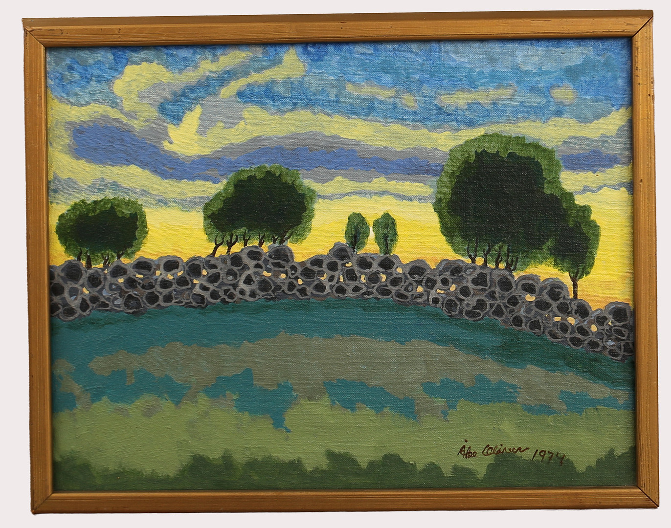 ÅKE OLIVER. Akryl, motiv från "Motljus" , signerade, daterade 1974.