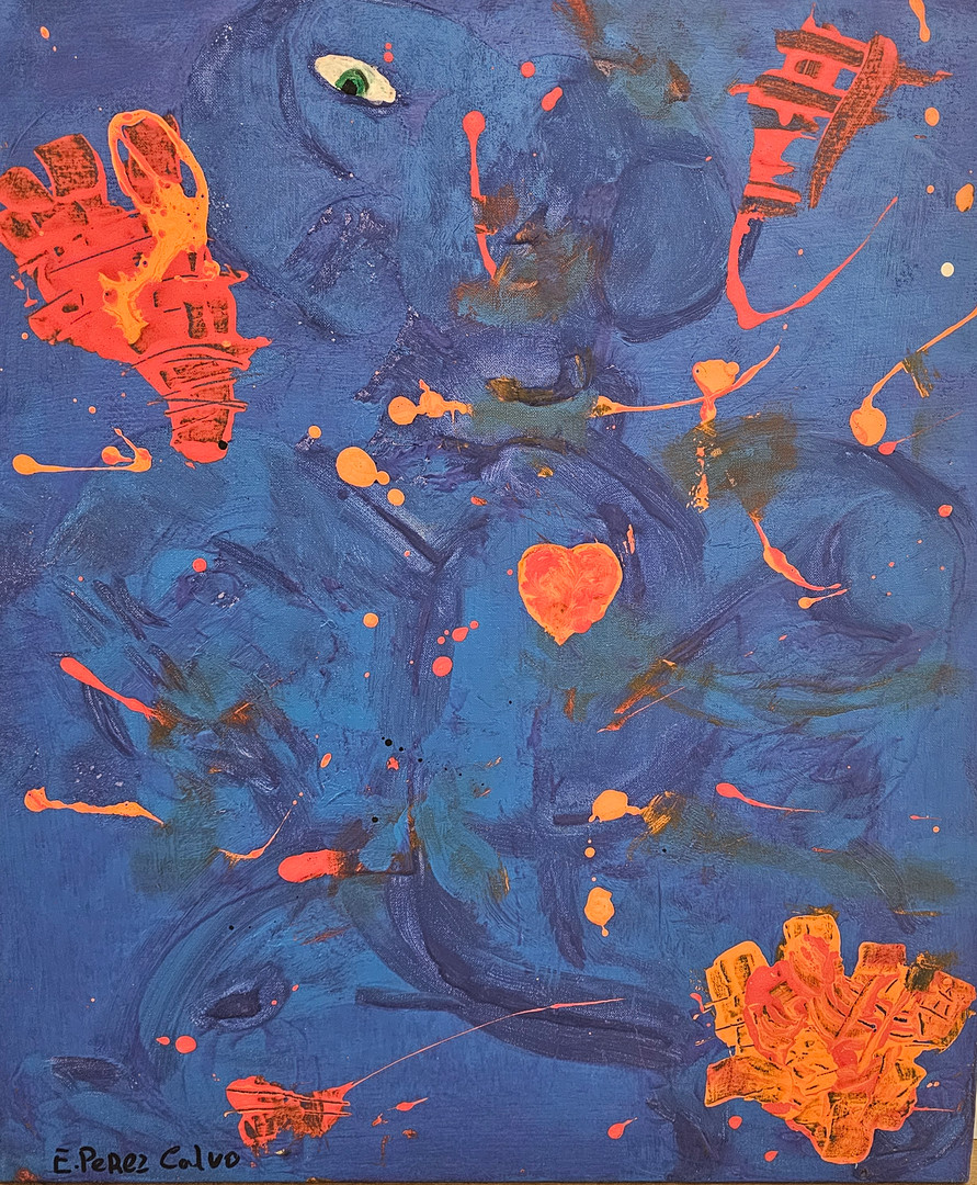 ESPERANZA PÉREZ CALVO. Técnica mixta sobre lienzo. "Humanidad Cómica".