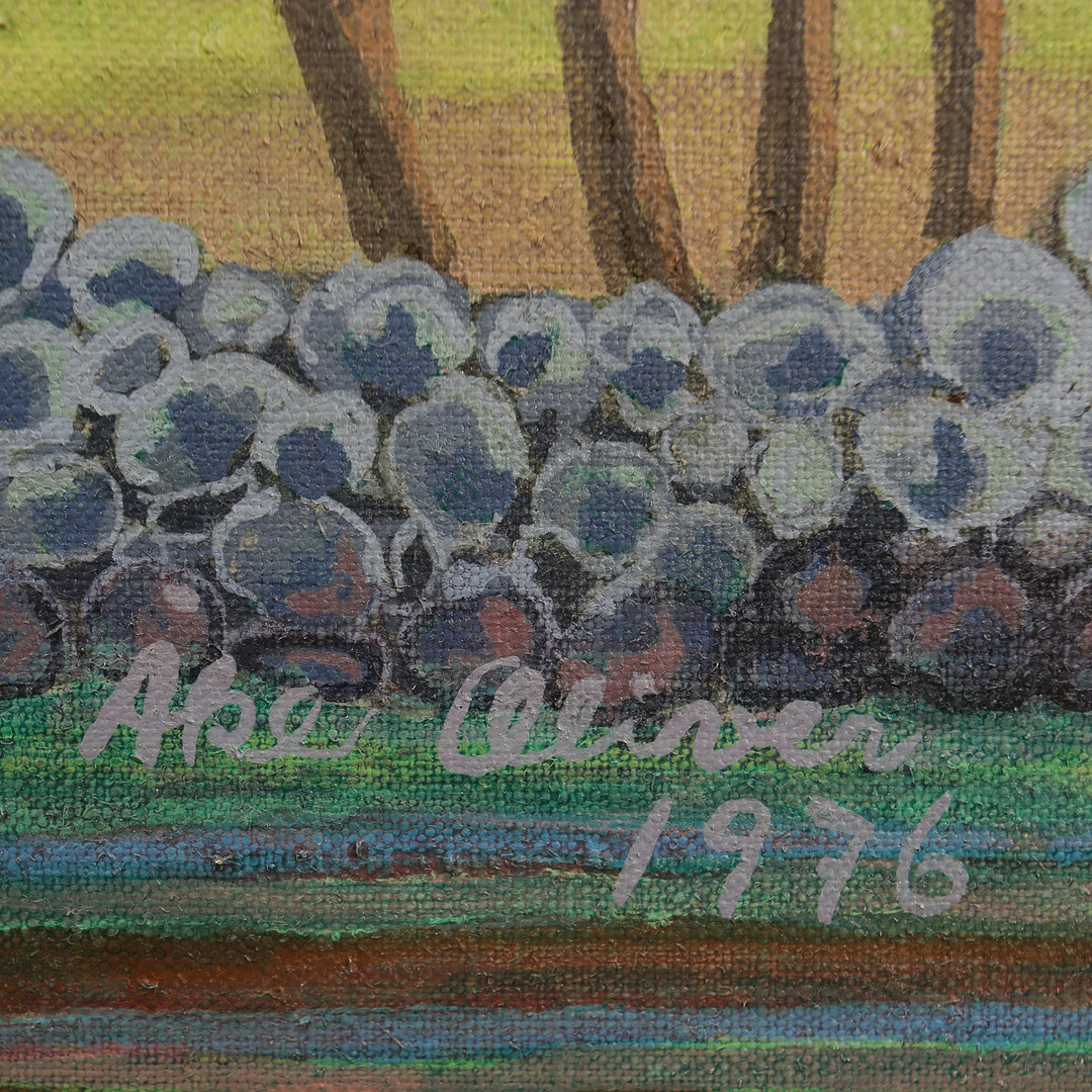 ÅKE OLIVER. Akryl, motiv från "Grimeton" , signerad, daterad 1976.