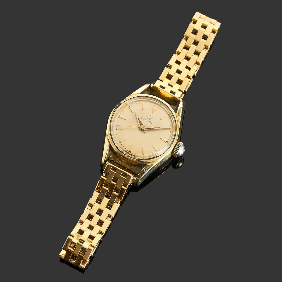 OMEGA, armbandsur, dam, guld på stål, armband i 18k guld.