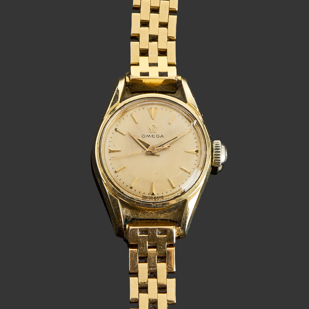 OMEGA, armbandsur, dam, guld på stål, armband i 18k guld.