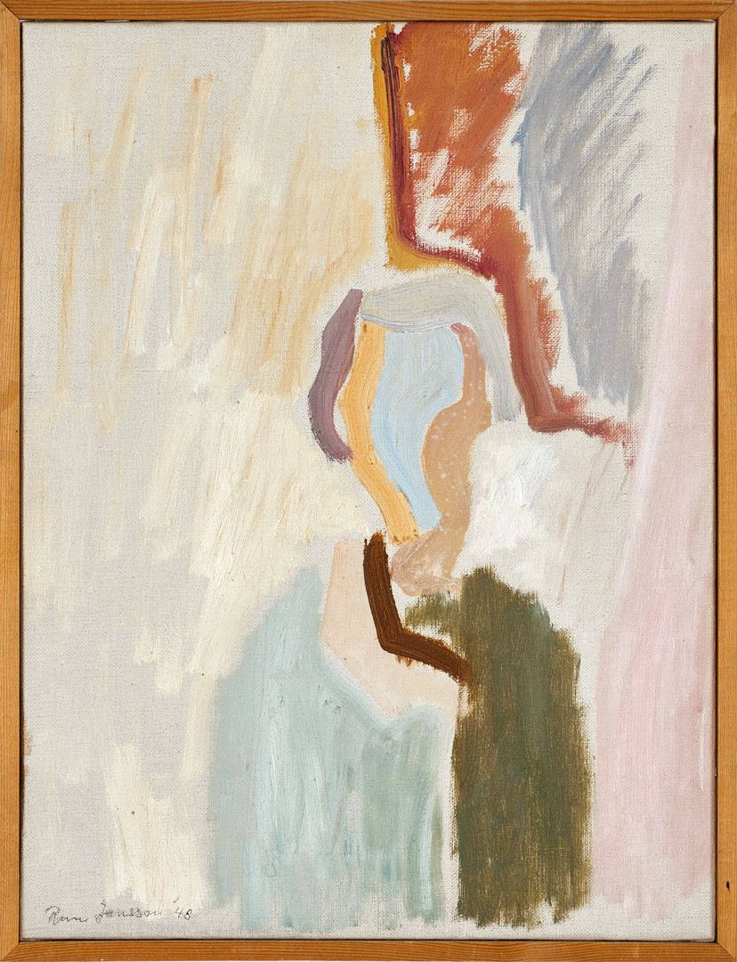 RUNE JANSSON (Sverige, 1918-2014), "Med spegelns hjälp" 1948, signerad och daterad, olja på duk.