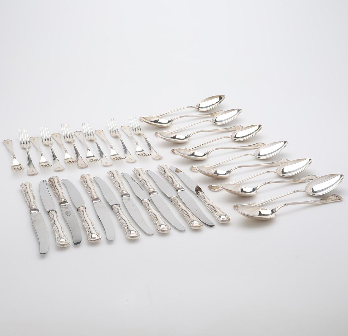 BESTICKUPPSÄTTNING, DELAR, "HALLBERGS CHIPPENDALE", SILVER, CG HALLBERG.