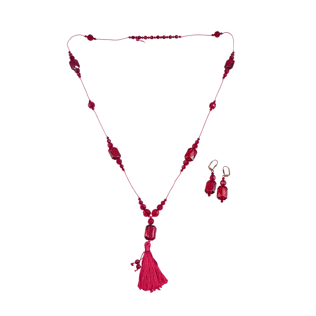 SCHMUCKSET, 2-TEILIG, POMP-ART MÜNCHEN, HALSKETTE UND OHRHÄNGER.