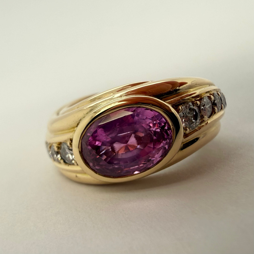 SAFIR & DIAMANTRING 18K ca 3,13 ct.