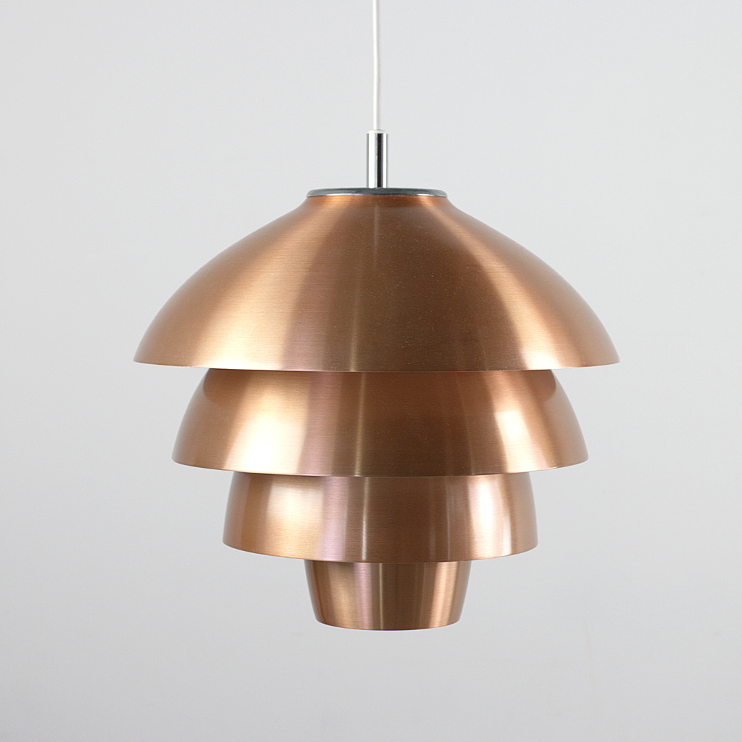TAKLAMPA, "Oslo", kopparfärgad aluminium, vit invändigt, Belid.