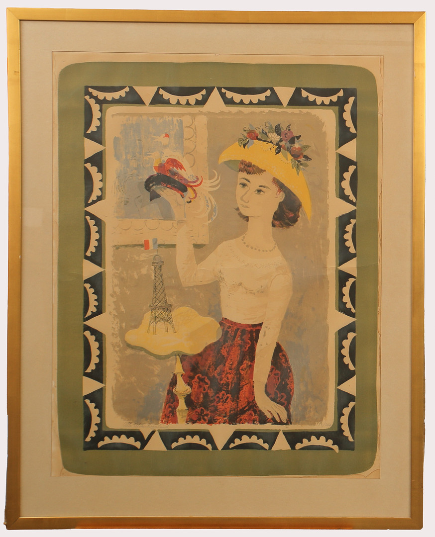 OLLE  OLSSON-HAGALUND. Litografi, kvinnoporträtt, signerad numrerad 192/360.