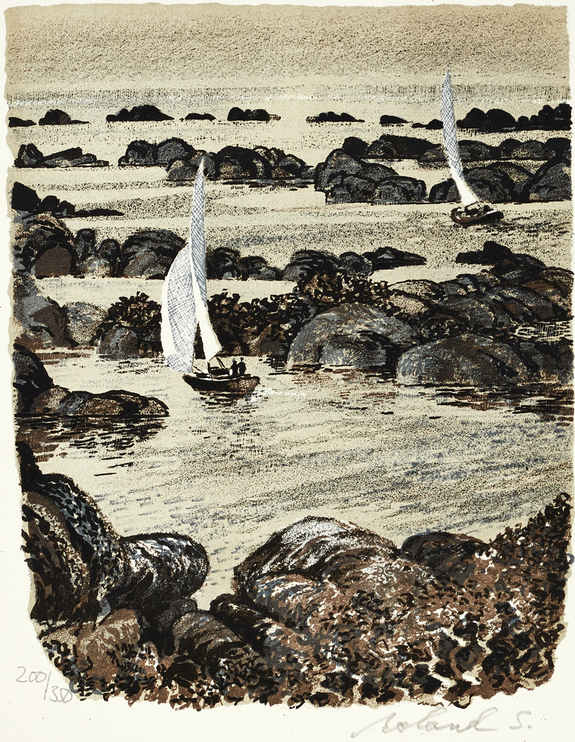 ROLAND SVENSSON (1910-2003): "Det goda livet", signerad och numrerad roland S, 200/350, färglitografi.