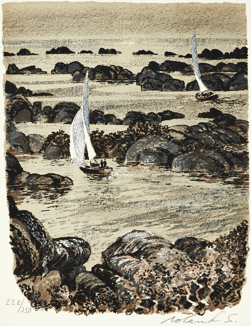 ROLAND SVENSSON (1910-2003): "Det goda livet", signerad och numrerad roland S, 222/350, färglitografi.