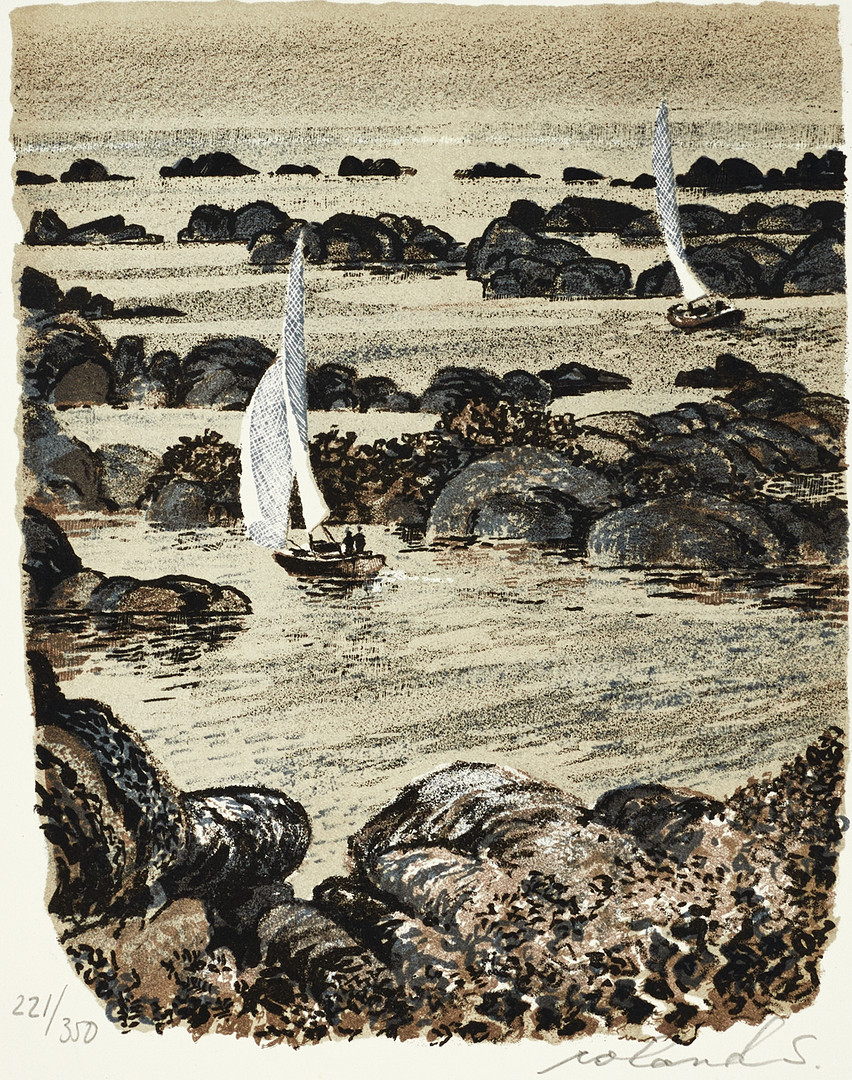 ROLAND SVENSSON (1910-2003): "Det goda livet", signerad och numrerad roland S, 221/350, färglitografi.