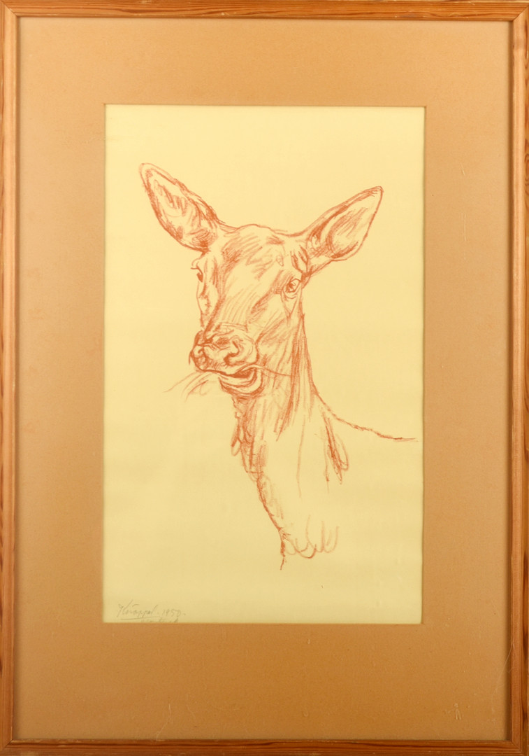 ARVID KNÖPPEL. Krita på papper, signerad, daterad 1950.
