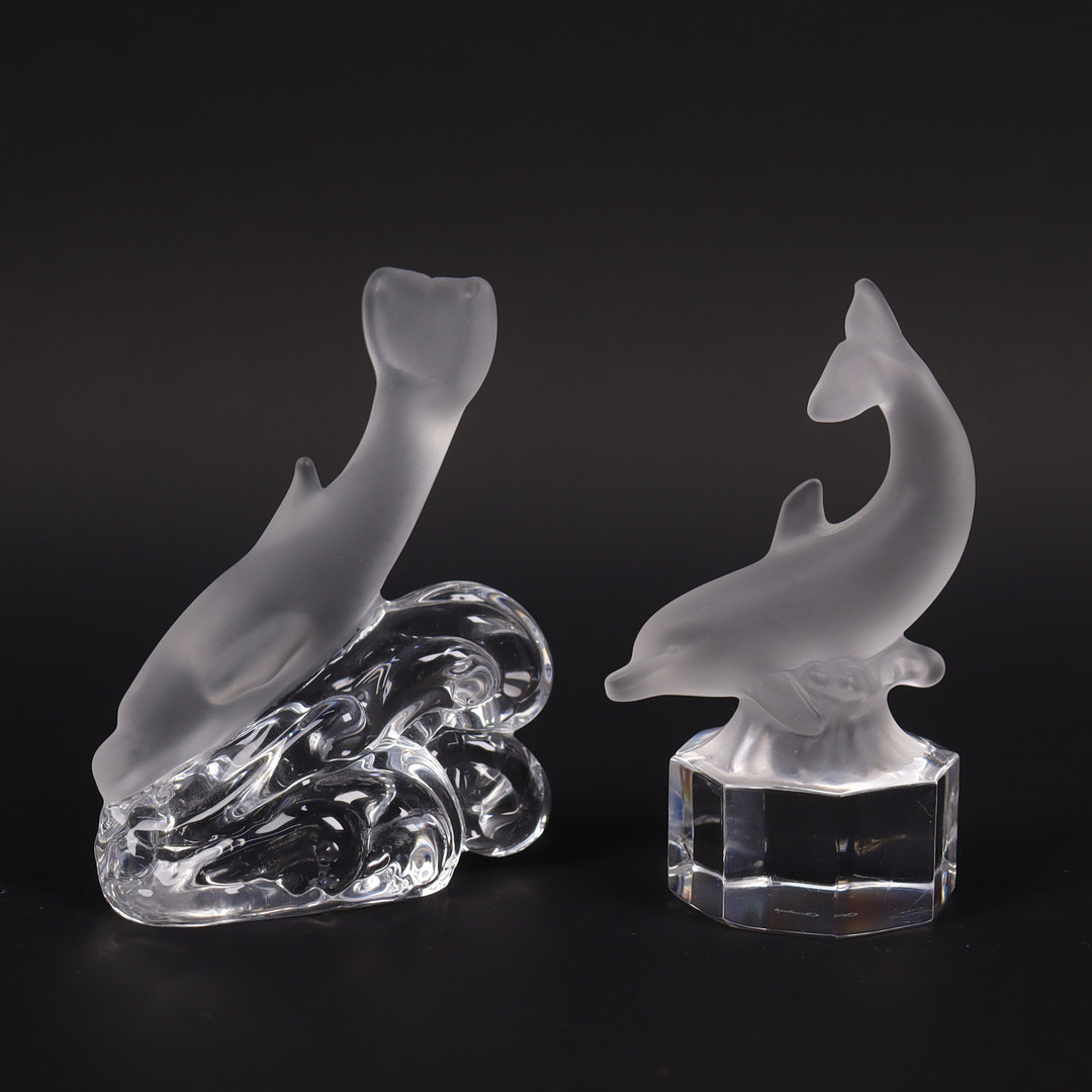 SKULPTURER i glas, Goebel, Crystal Collection, delfiner, 2 st.