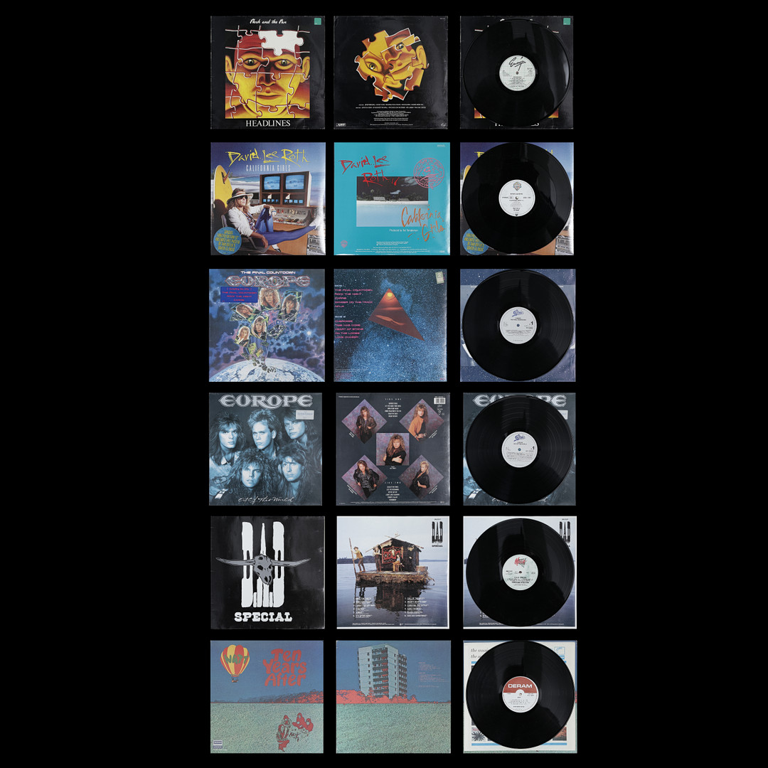 6 LP-SKIVOR, EUROPE, TEN YEARS AFTER, D.A.D, DAVID LEE ROTH, FLASH & THE PAN.