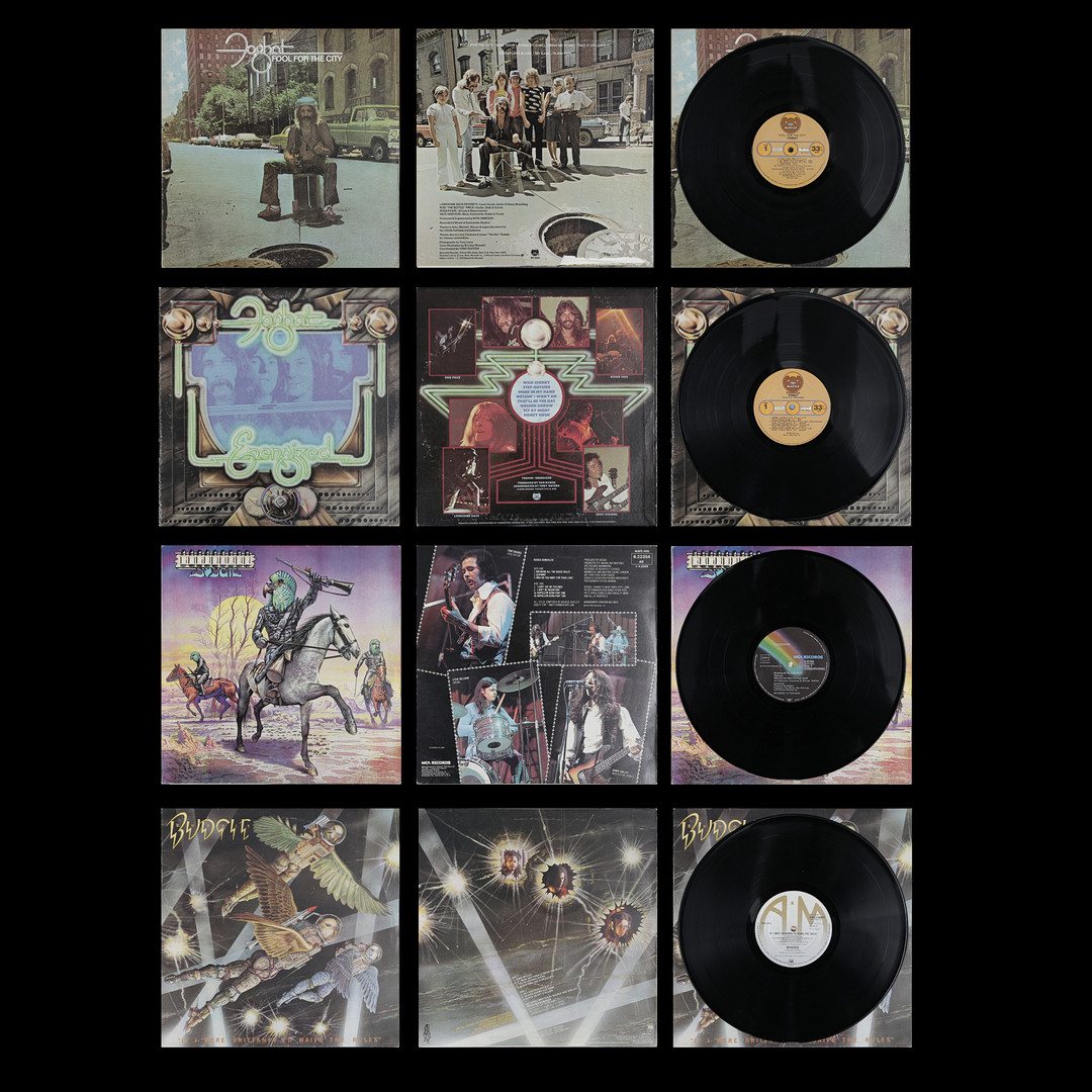 4 LP-SKIVOR, BUDGIE, FOGHAT.