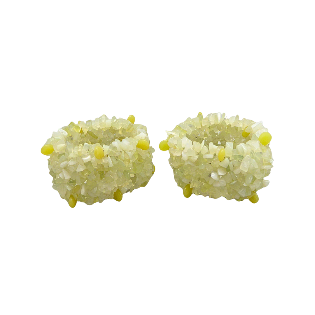 2ER-SET ARMBÄNDER, ELASTISCH, LEMON-JADE / MINERAL-SPLITTER.