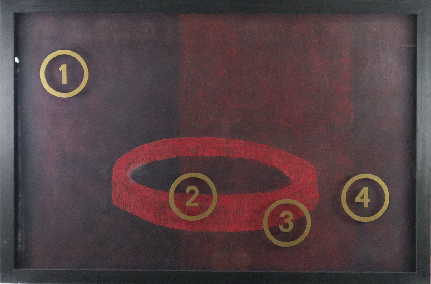 RONDO, JULIO. "Lücke im Balkan", 1989, Pastell / Goldfarbe auf Glas, Gesamtmaße ca. 120 x 179,5 cm.
