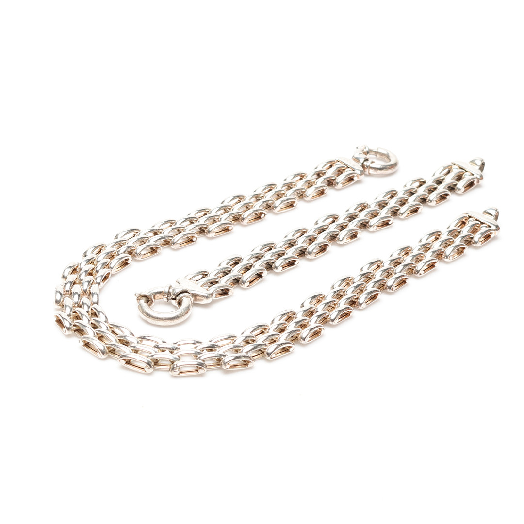 GARNITYR, 2 delar, halsband samt armband, sterling silver, Italien, ca 175gram.