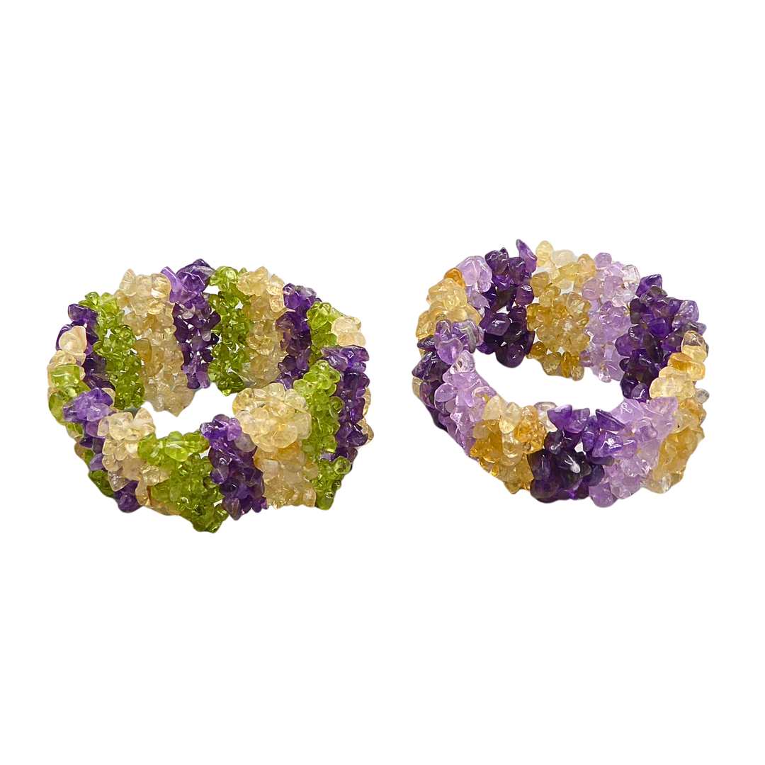 2ER-SET ARMBÄNDER, ELASTISCH, MINERAL-SPLITTER IN MULTICOLOR.