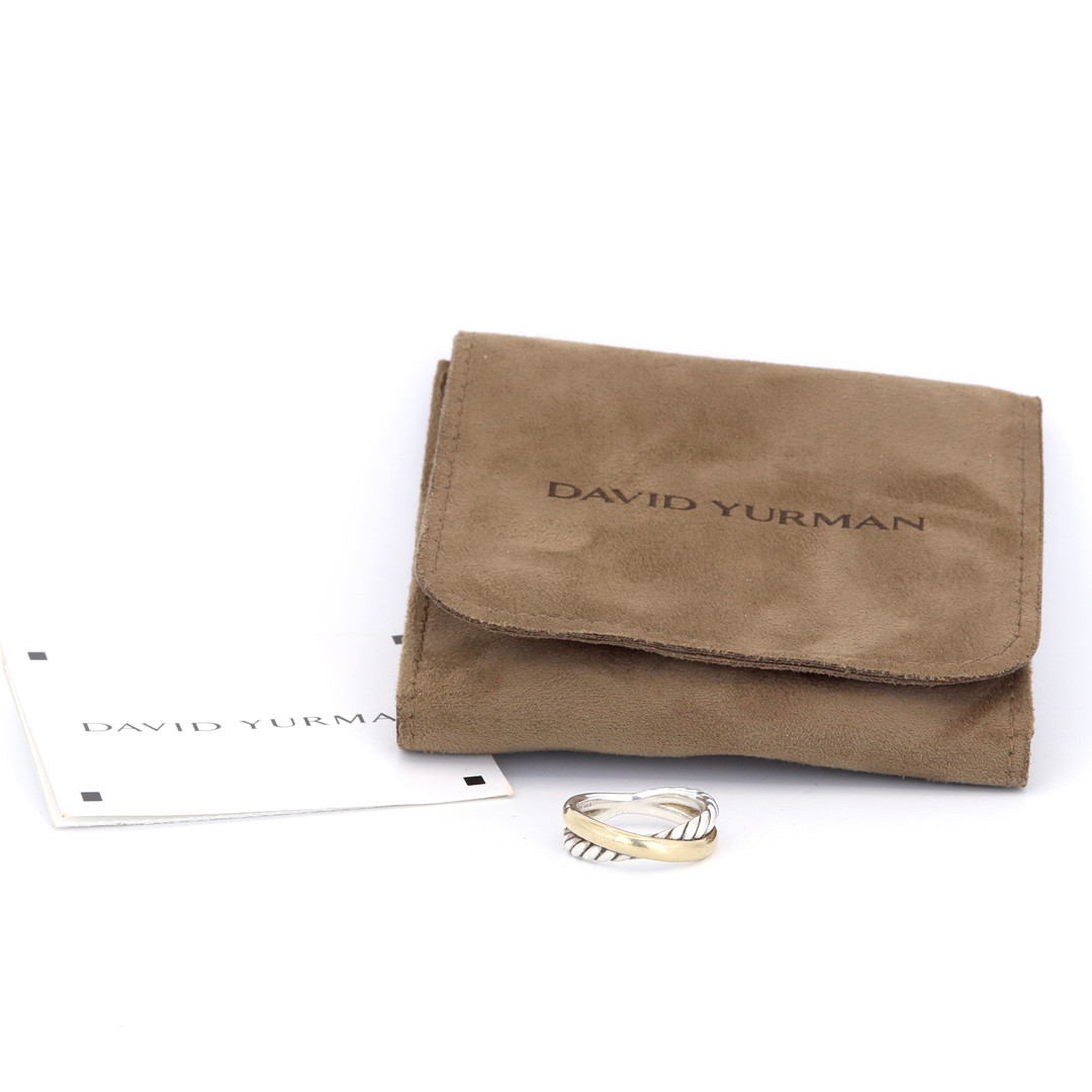 DAVID YURMAN 14CT GOLD & SILVER CROSSOVER RING.