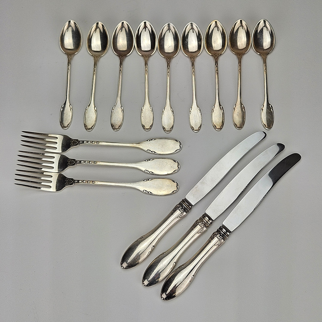 WA BOLIN. Bestick, 15 delar, silver, modell F, total vikt ca. 499 gram.
