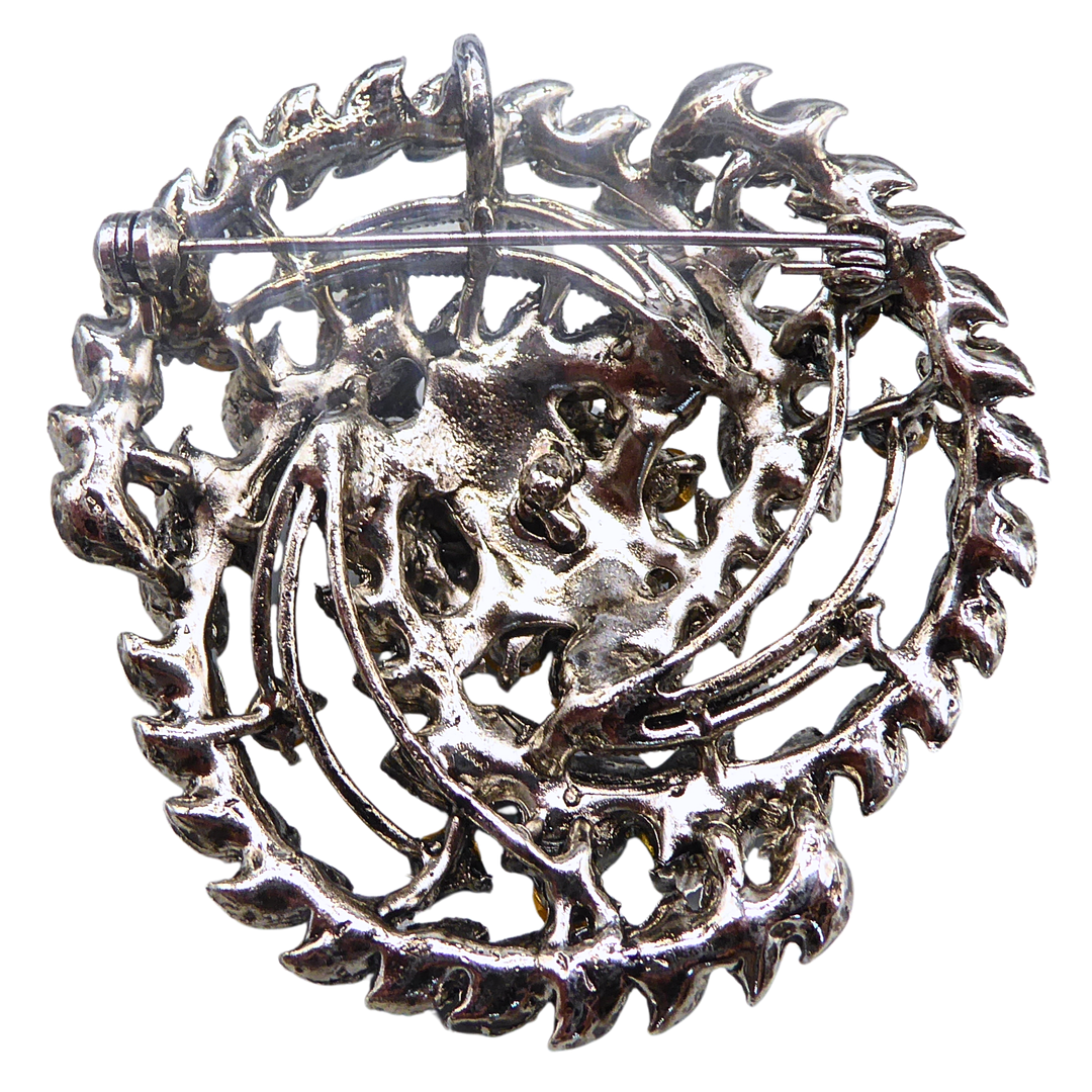 STRASS-BROSCHE IN AQUAMARIN & TÜRKIS.