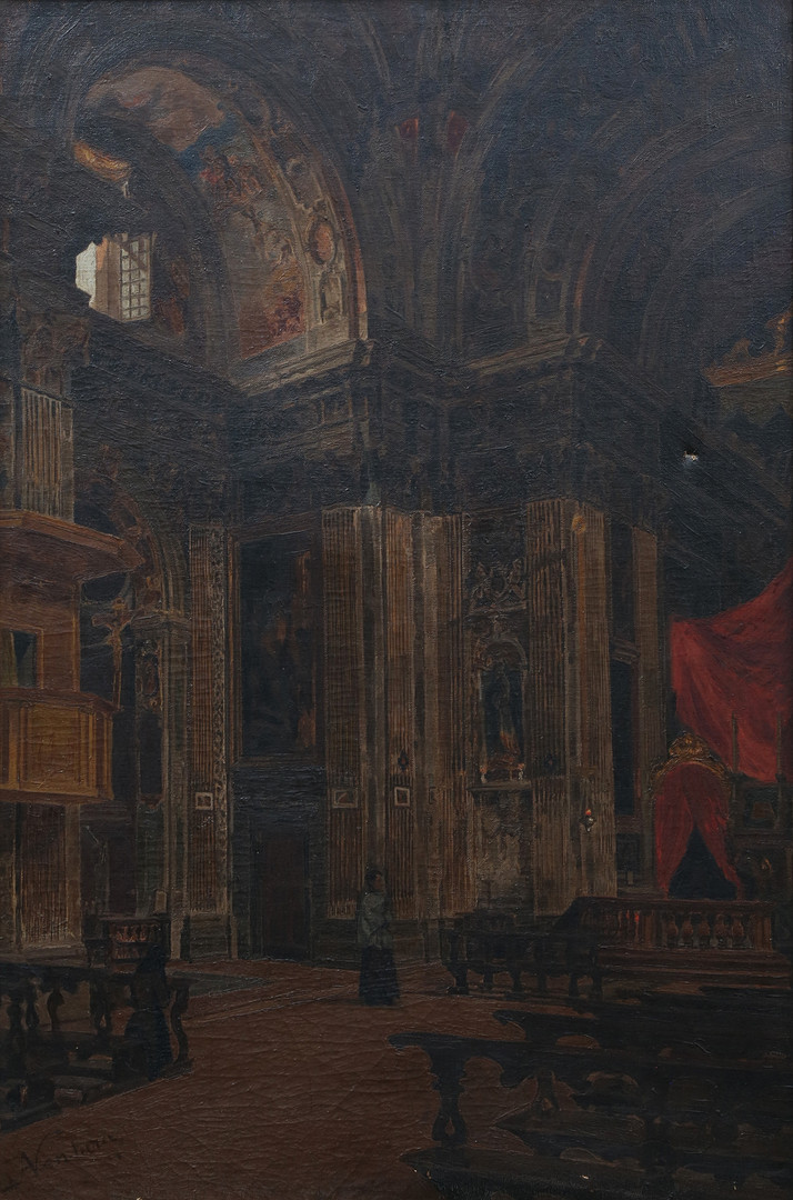 A. VENTURA. Interior of the church of Sant'Antonio Abate, Milan.