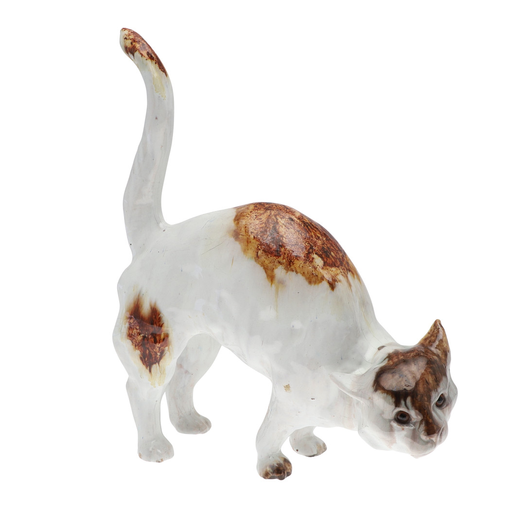 FRENCH FAIENCE POTTERY CAT.