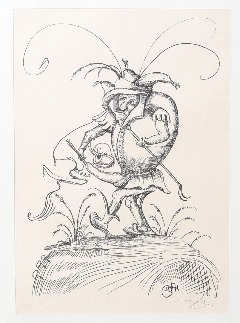 SALVADOR DALÍ. Litografi, "Les songes drolatiques de Pantagruel", 47/50, signerad.