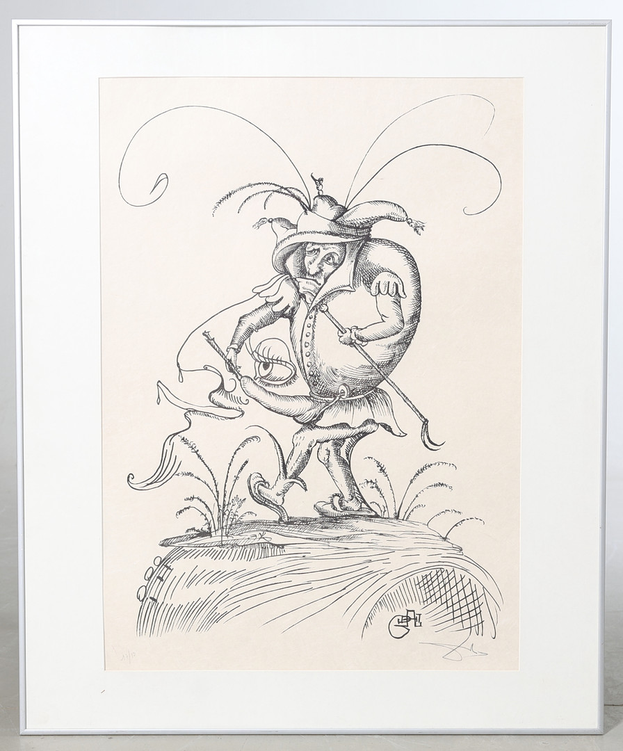 SALVADOR DALÍ. Litografi, "Les songes drolatiques de Pantagruel", 47/50, signerad.