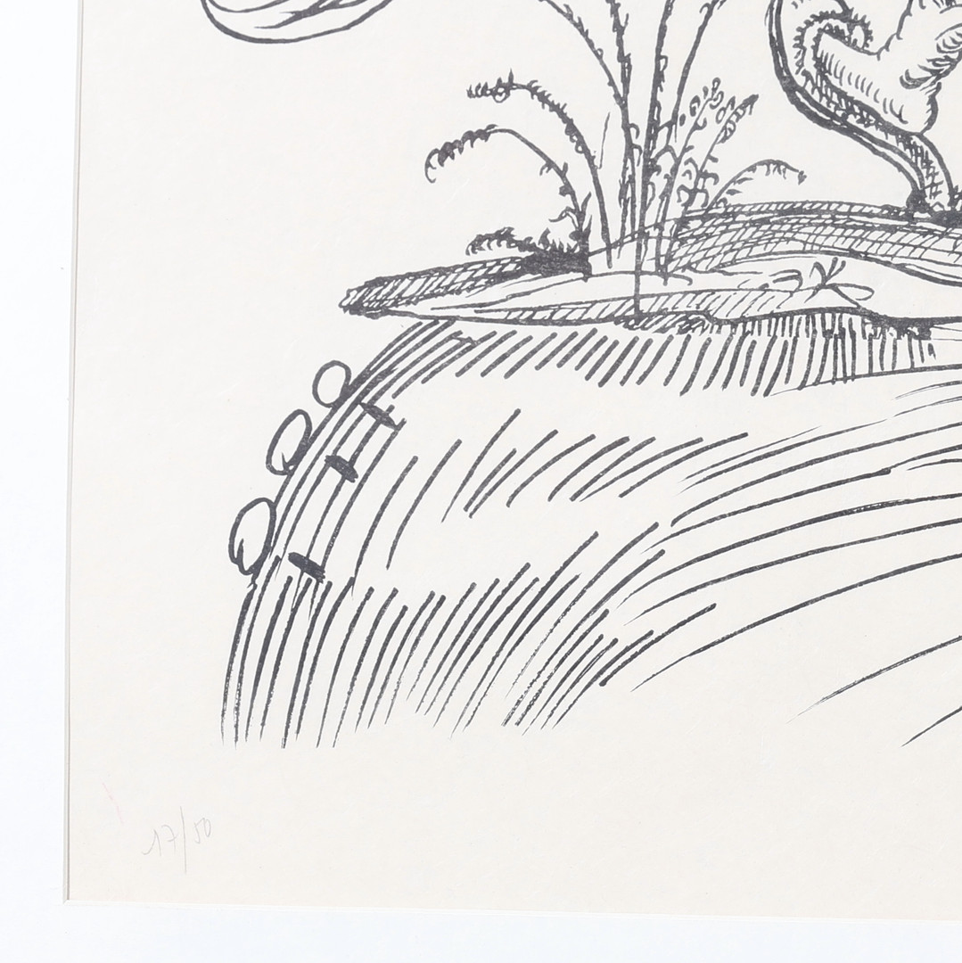 SALVADOR DALÍ. Litografi, "Les songes drolatiques de Pantagruel", 47/50, signerad.