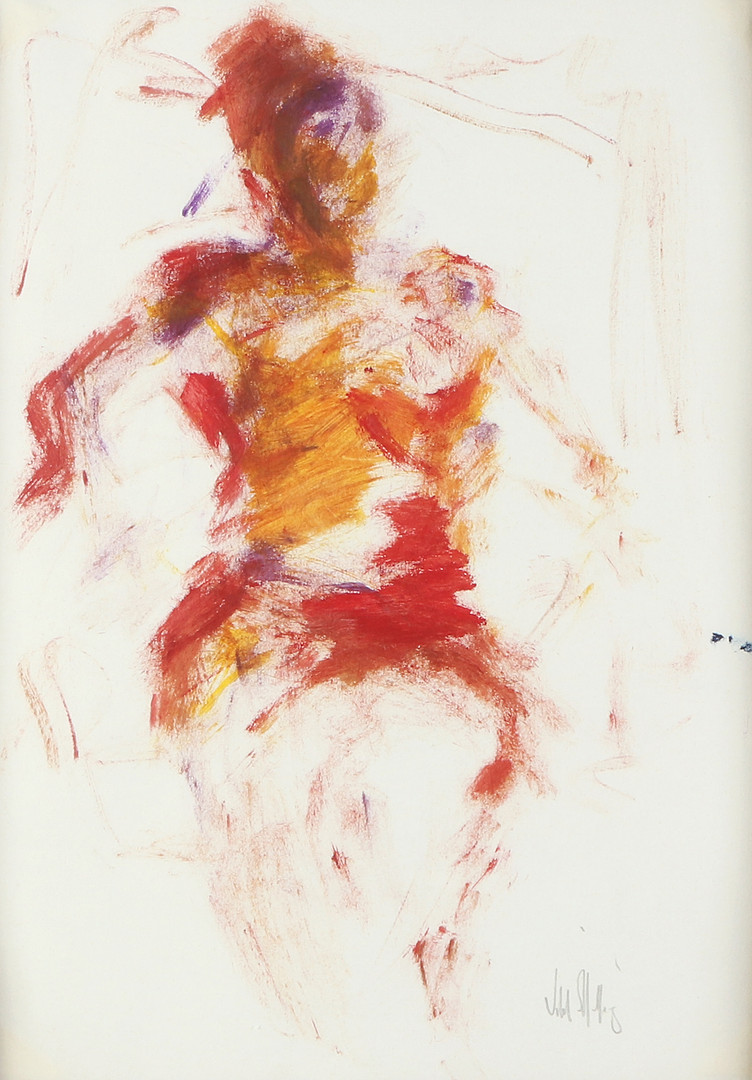 VIKTORIA HALLENIUS. Oljemålning på papper. Figur. Signerad.