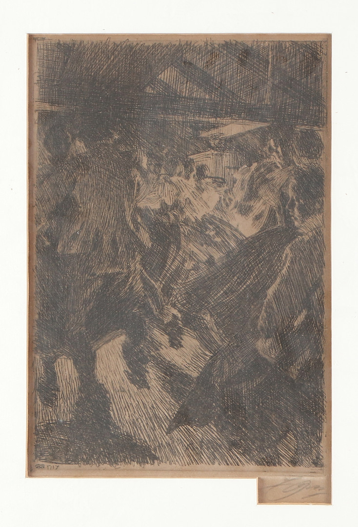 ANDERS ZORN. Etsning. "Gopsmorsstugan". Signerad.