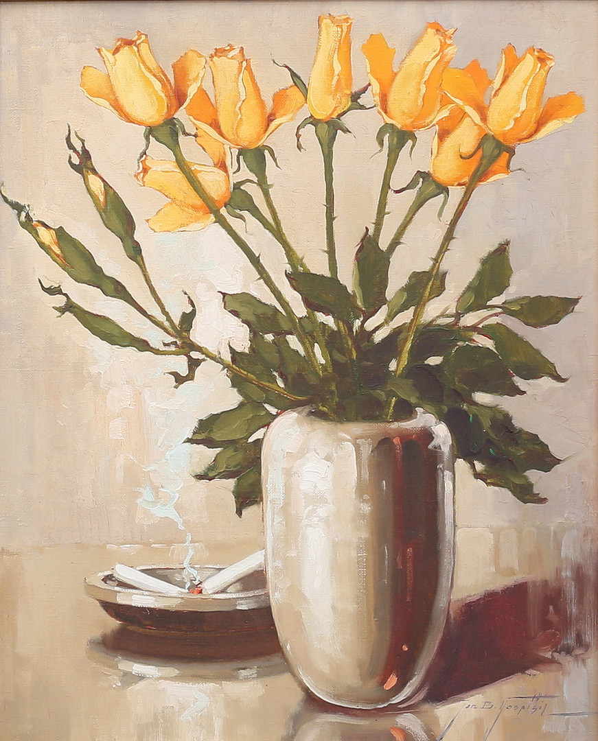 JAN BOHUMIL POSPISIL. (1898-1968), Ros-stilleben, olja på duk, signerad.