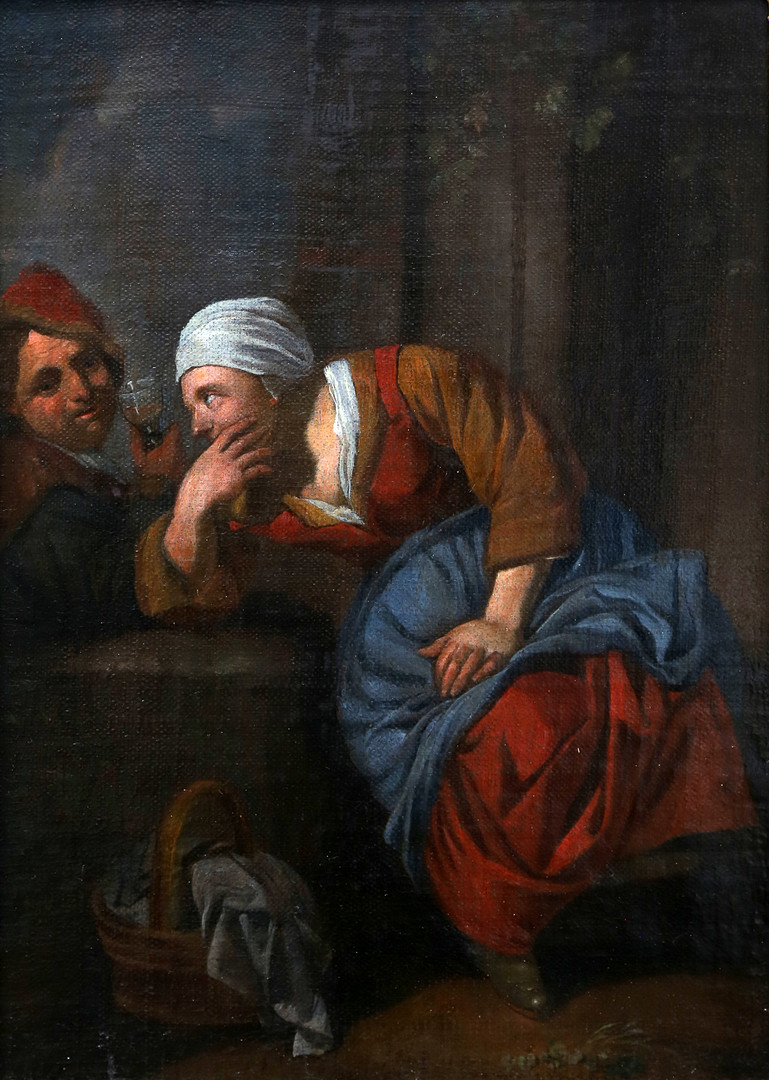 DUTCH SCHOOL, LATE 18TH–EARLY 19TH CENTURY. Interior with two figures.