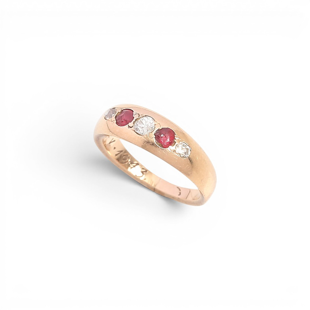 Five-stone ring, mid 20th Century.