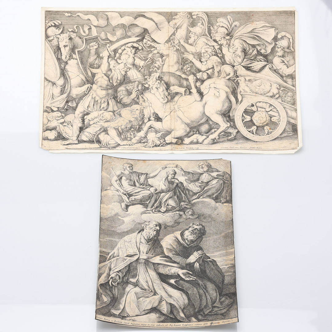 KOPPARSTICK, 2 st, 1600-tal, Pietro Santo Bartoli (1635-1700) & Carlo Cesio (1626-1686).