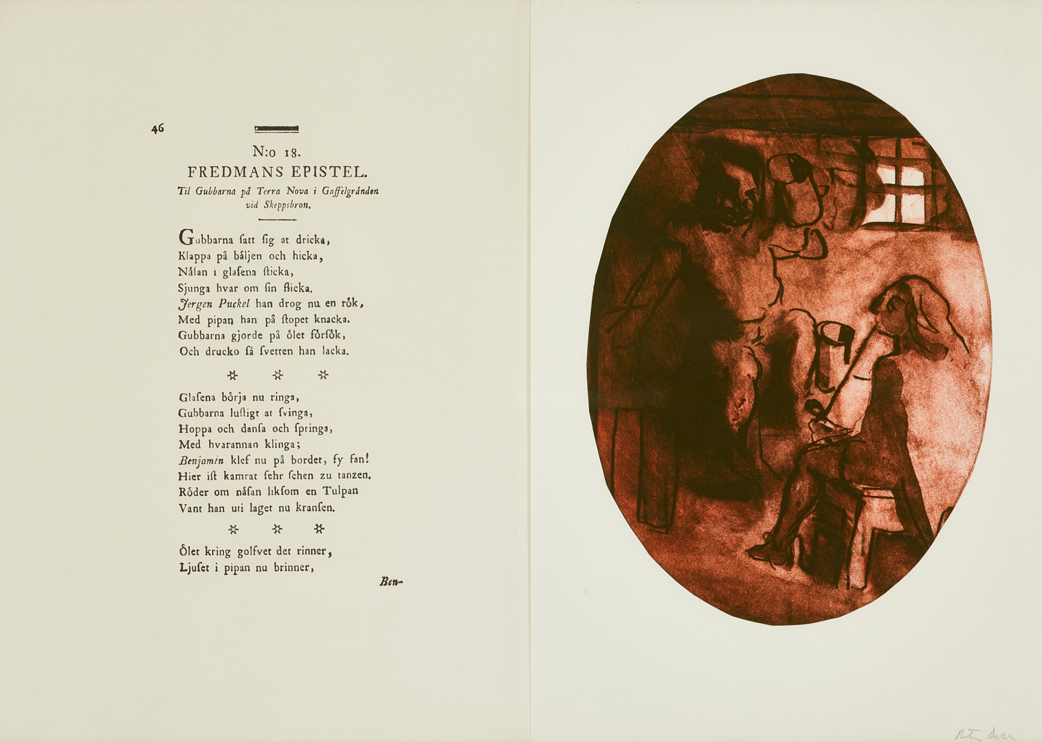 PETER DAHL (1934-2019). (2) Fredmans Epistlar "N:o 18" samt "N:o 55", signerade, färglitografier.