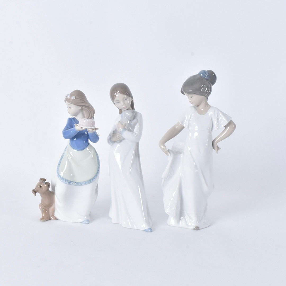 FIGURINER, 3-stycken, porslin, Nao, Spanien.