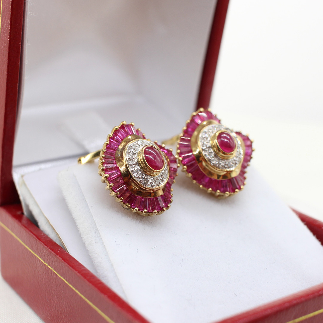 RUBY & DIAMONDS EARRINGS.