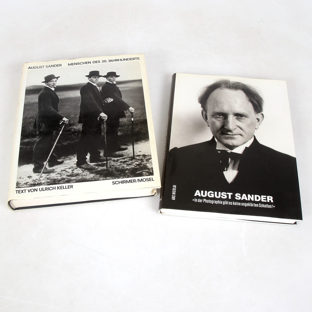 AUGUST SANDER. Fotoböcker, 2 st, "Menschen des 20. Jahrhunderts", "August Sandberg", Ars Nicolai, Gunther Sander. Tyska.