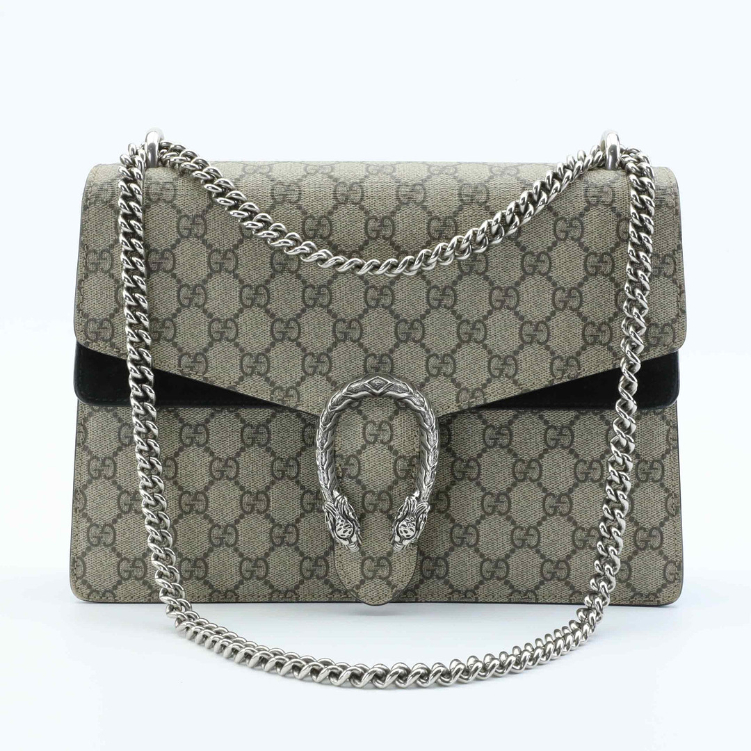 GUCCI. Axelväska, "Dionysos" monogramcanvas och svart mocka, detaljer i palladiumfärgad metall, Italien.