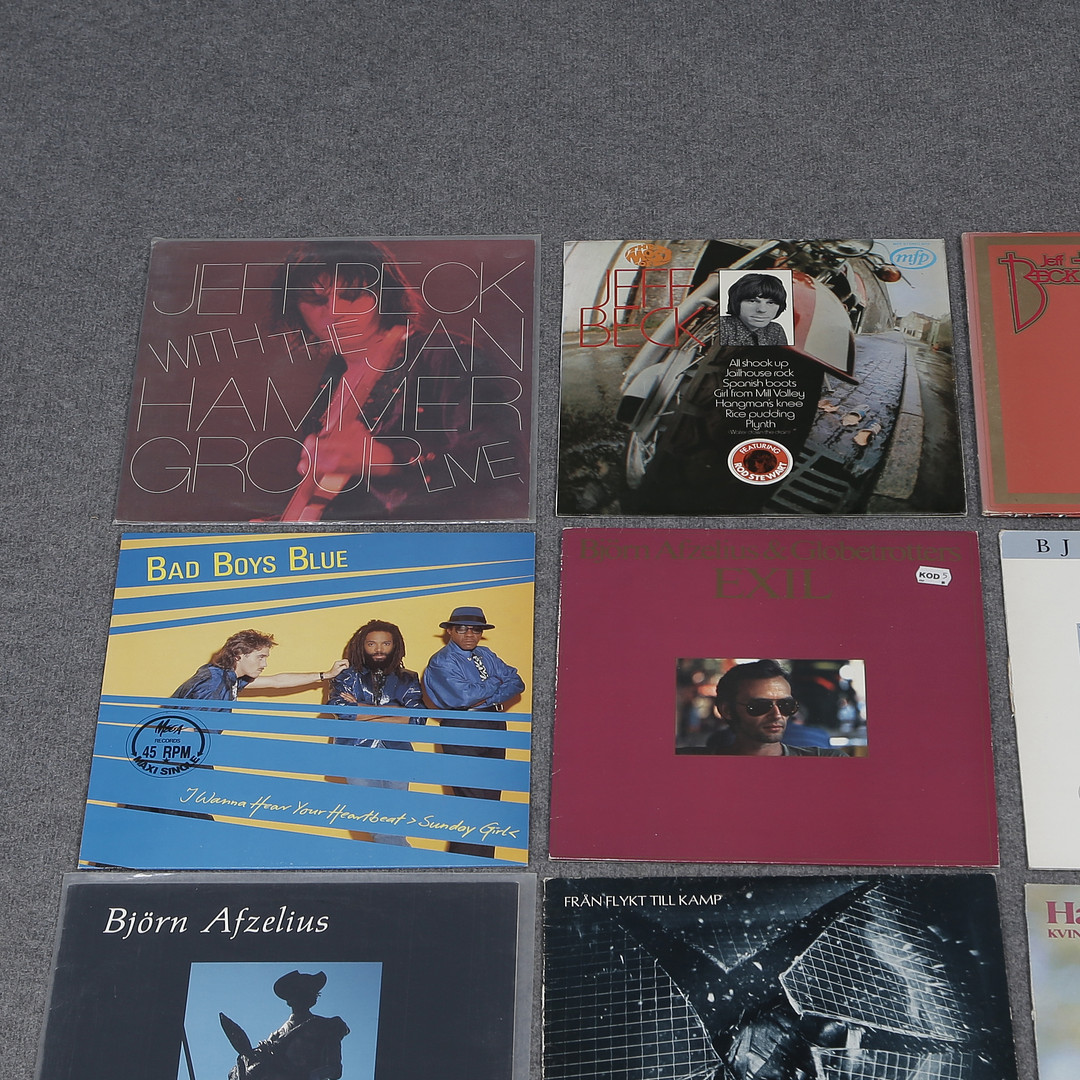 20 LP-SKIVOR, T-REX, STYX, BJÖRN AFZELIUS , HASSE ANDERSSON, BAD BOYS BLUE, JEFF BECK M.M.