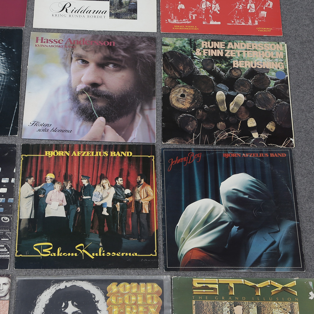20 LP-SKIVOR, T-REX, STYX, BJÖRN AFZELIUS , HASSE ANDERSSON, BAD BOYS BLUE, JEFF BECK M.M.