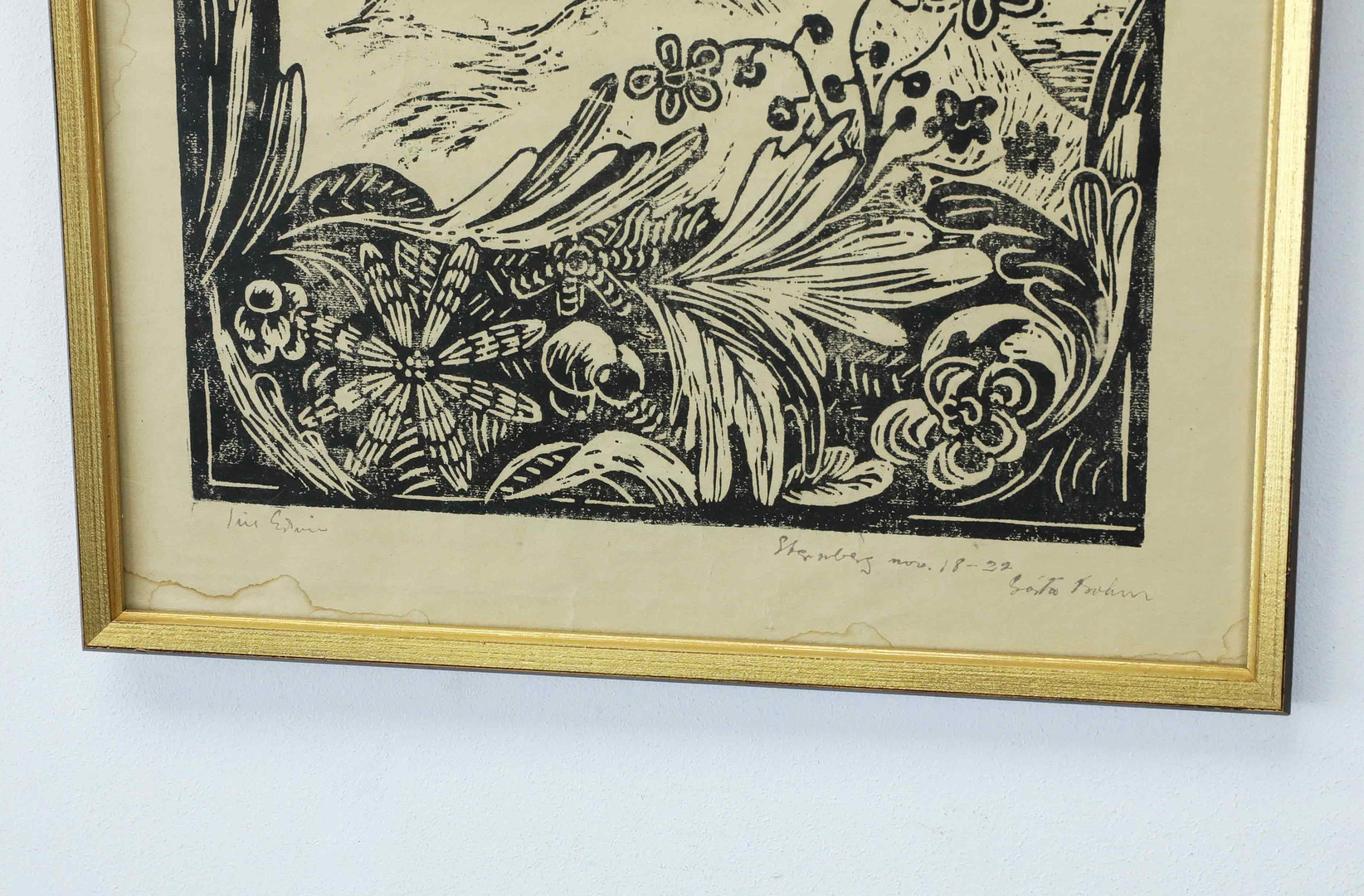 GÖSTA BOHM. Linoleum, "Stenberg" signerad, daterad nov.18 1922.